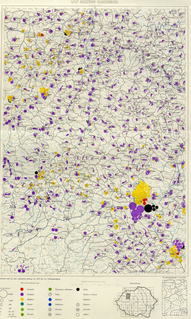 Ein Plakat von Deutschland mit einer Bevölkerungsdichtekarte, die mit bunten Punkten und Text markiert ist.