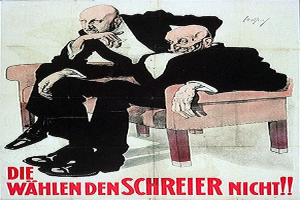 Ein deutscher Propagandaplakat der NSDAP, das zwei Männer auf einem Sofa zeigt, mit Textinformationen über die Partei.