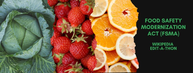 Eine Anordnung von Erdbeeren, Orangen und Kohl mit dem Text "Lebensmittelsicherheitsmodernisierungsgesetz (LSMG)" auf der rechten Seite.