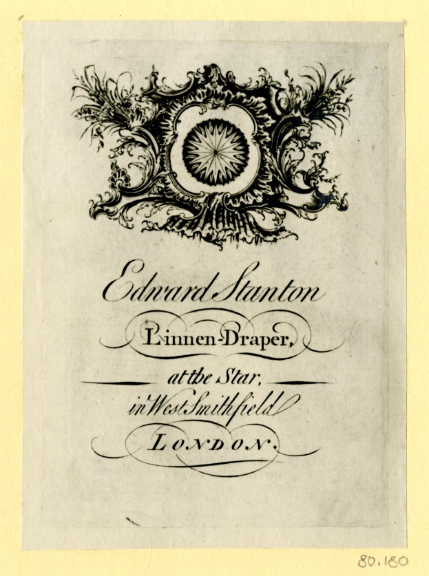 Ein Plakat mit der Aufschrift "Edward Stanton: Rinnen-Draper, im Star in West Smithfield, London" und einem Design.