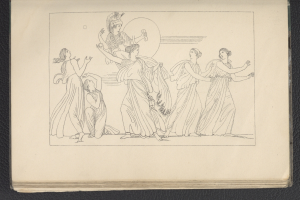 Ein Buchumschlag mit einer leuchtenden Illustration einer Gruppe von Frauen, die in energischen, synchronen Posen tanzen, mit detaillierter Kleidung und Gesichtsmerkmalen.