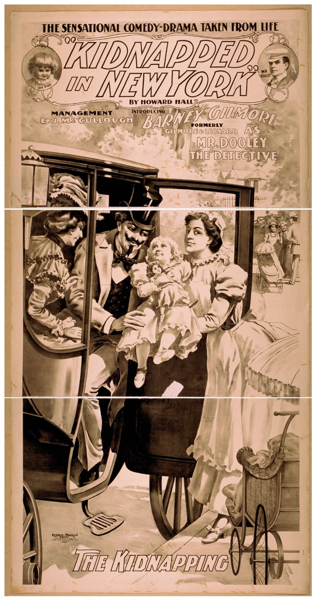 Ein Plakat für den Film *Entführt in New York* zeigt eine Gruppe besorgter Menschen in einem Fahrzeug, mit dem Titel oben auf einem ged├Ąmpften, traurigen Farbpalette.