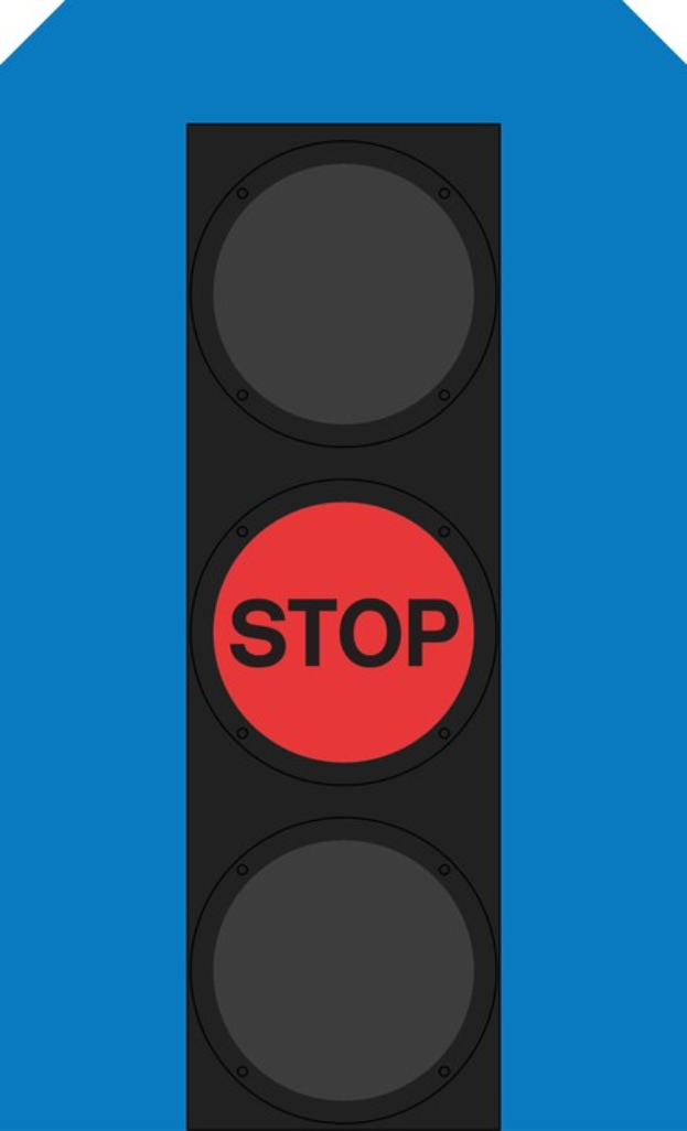 Ampel mit rotem Stoppsignal vor einem blauen Himmel.