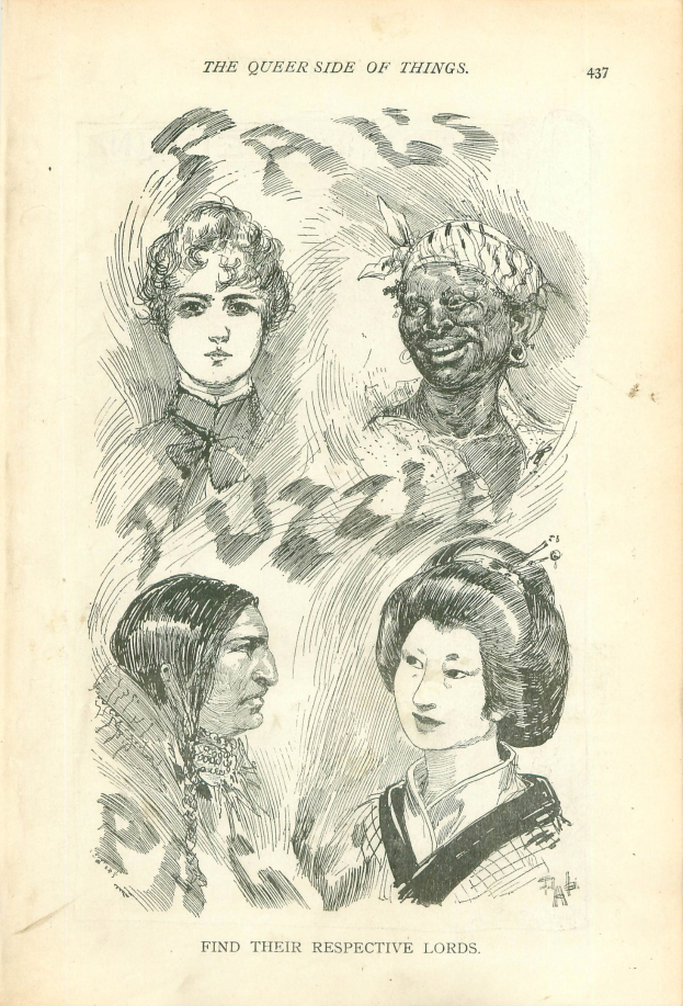 Ein altes Buchcover mit Zeichnungen von vier Frauenköpfen und dem Text 'Die schwule Seite der Dinge'.